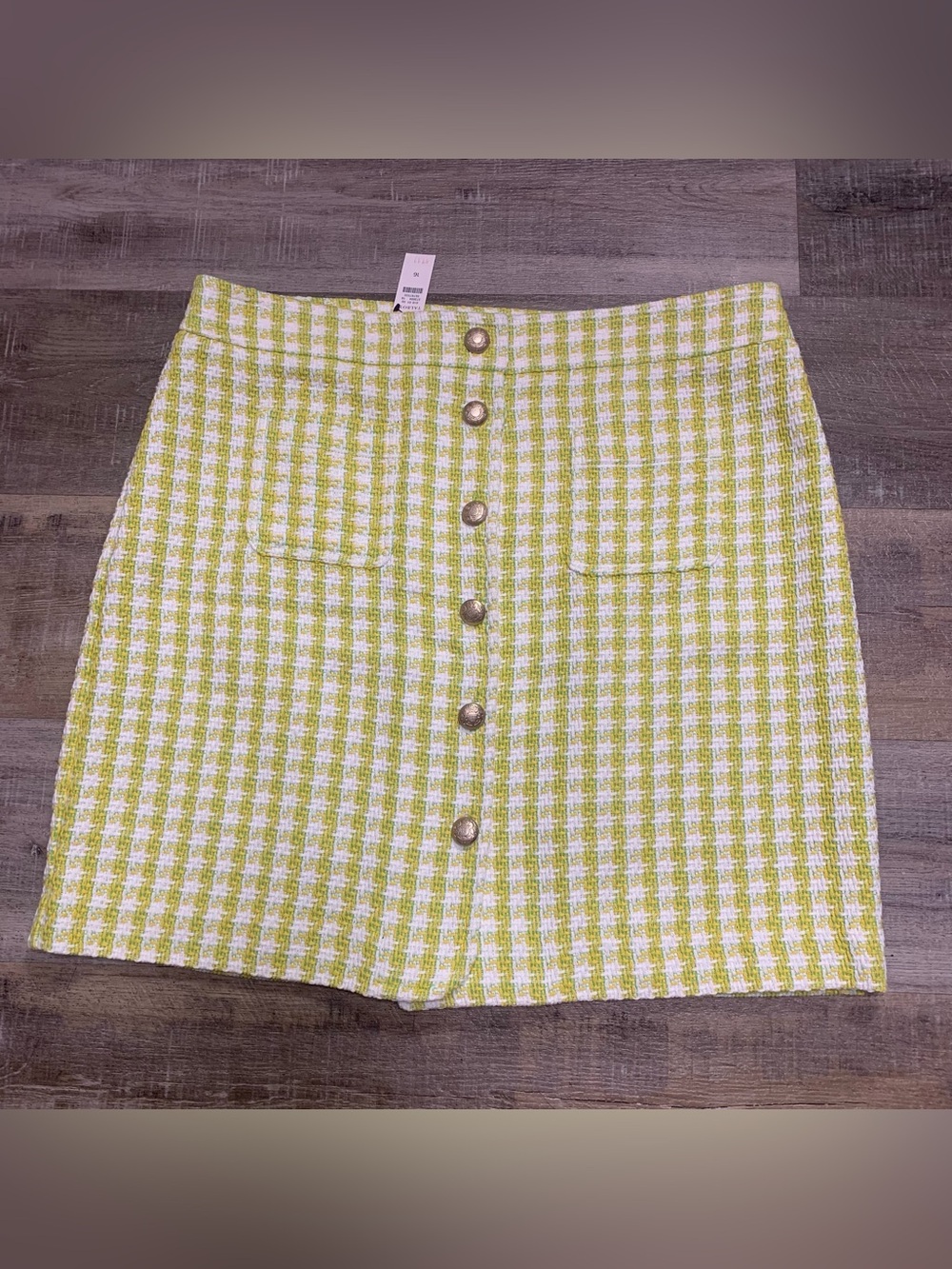 Talbots Green Plaid Tweed Knee Length Skirt Women’s Size 16